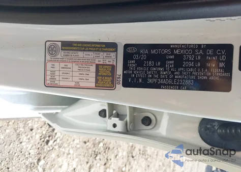 2020 Kia Forte Gt-Line from USA, damaged, VIN 3KPF34AD6LE232883